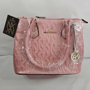 EXCHANGE Pink Logo-Embossed Satchel with Gold Charm